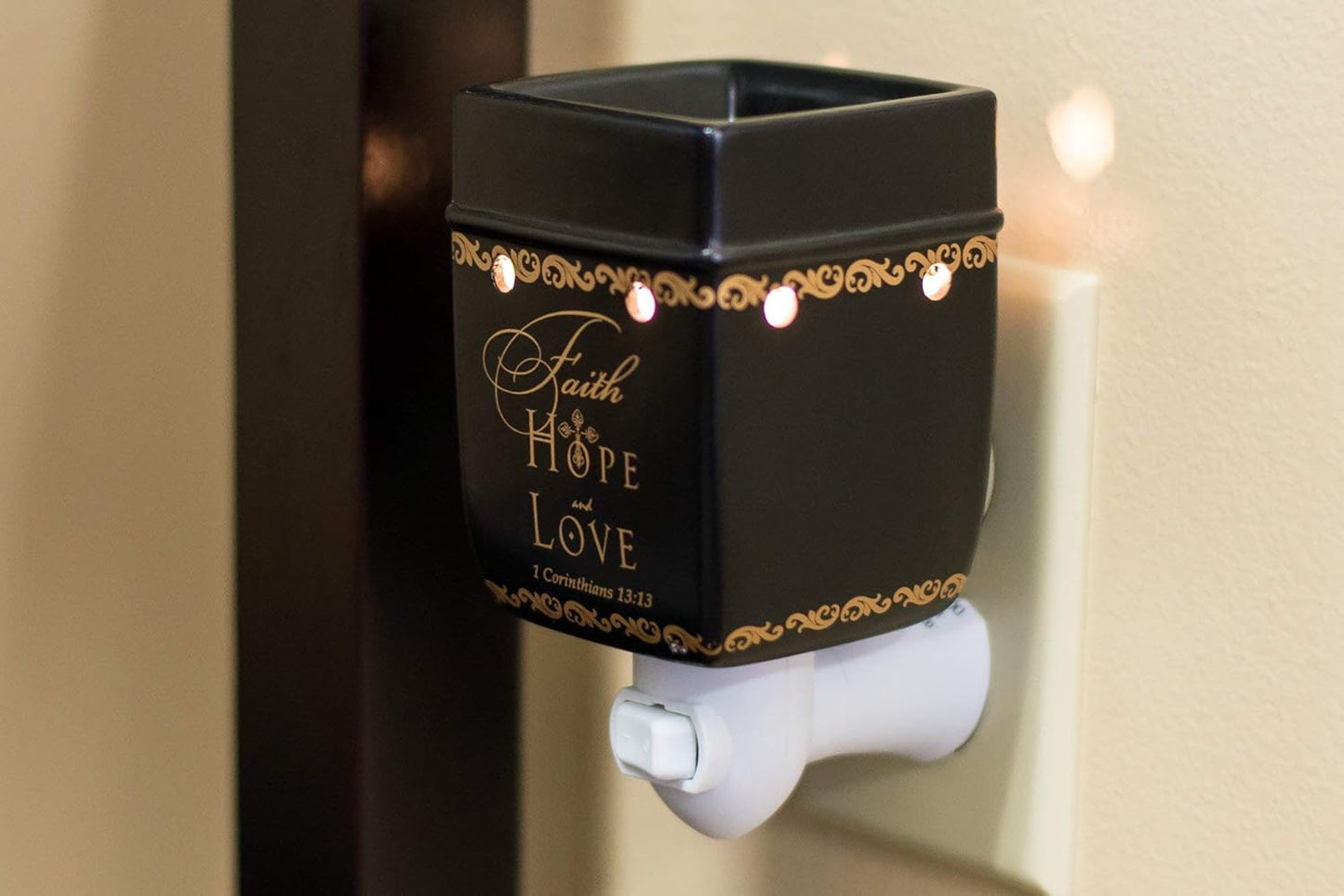 Elanze Designs Faith Hope Love Ceramic Stoneware Plug-in Outlet Wax and Oil Warmer