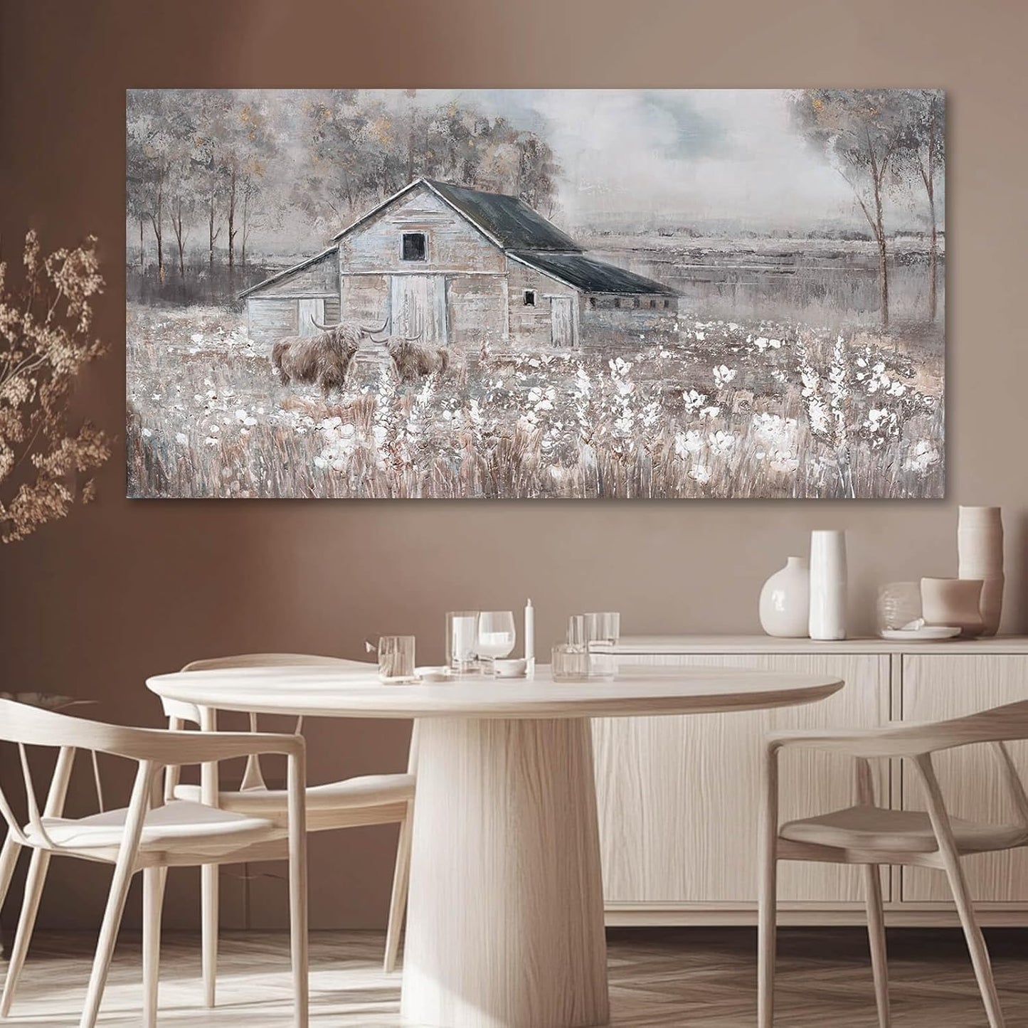 SDYA Landscape Canvas Wall Art Animal Photo Prints White and Brown Wall Hanging Decor 24"x48" Decorations for Bedroom Office Art