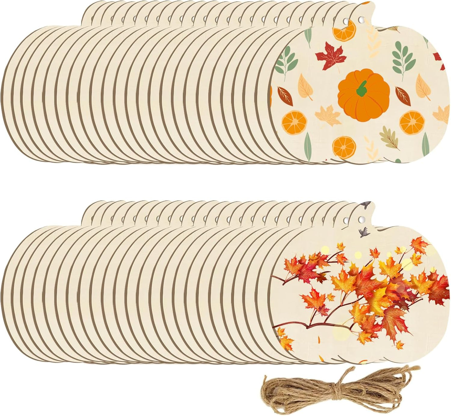 60 Pcs Thanksgiving Pumpkin Wooden Cutouts Unfinished Wood Crafts Pumpkin Wooden Pumpkins Ornaments to Paint Decorations DIY Blank Fall Pumpkin Shapes Discs Halloween 3.9x3.5 Inch