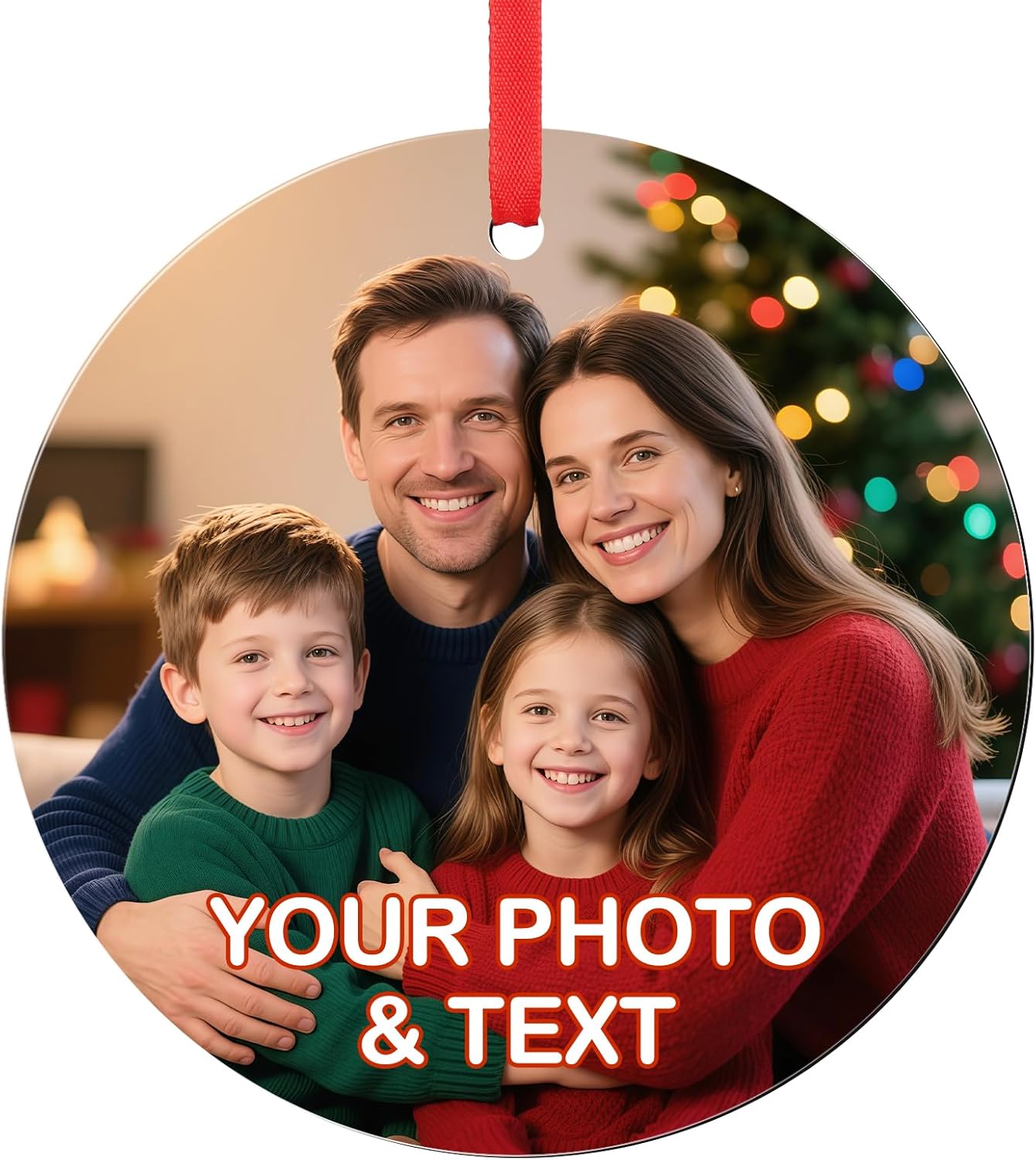 Personalized Photo Christmas Ornaments Double-Sided Metal Custom Picture Christmas Ornament 2024, Customized Xmas Tree Decorations Memorial Gifts for Kids Couples Family Friends Pet