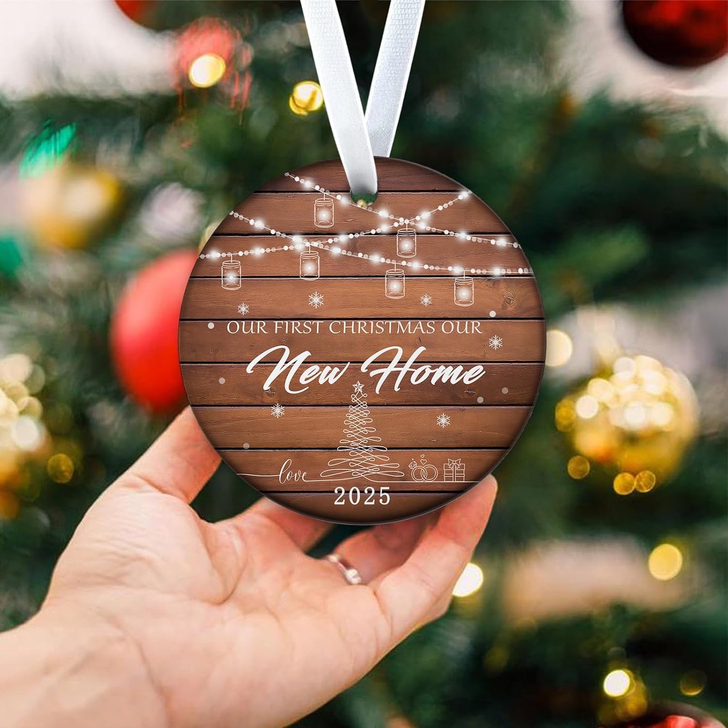 Baby's First Christmas Ornament 2025 Keepsake for Newborn Boy or Girl, Personalized Xmas Tree Hanging Decor, New Home Housewarming for Baby’s First Christmas 3 Inch Ceramic