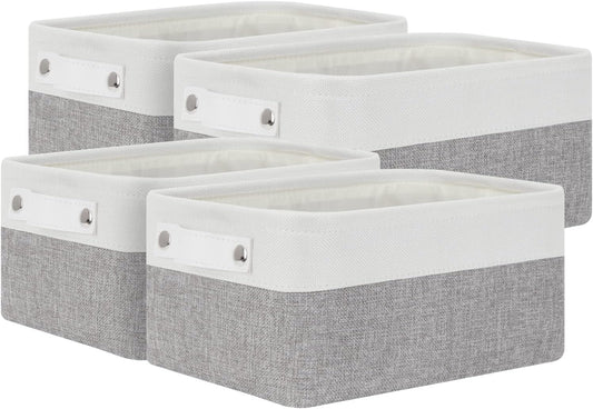 Bidtakay Small Storage Baskets for Organizing [4-Pack] Fabric Storage Bins for Baby Organizer Shelf Baskets for Nursery Storage Collapsible Closet Storage Bins for Home Organization - 11.8x7.8x5 In
