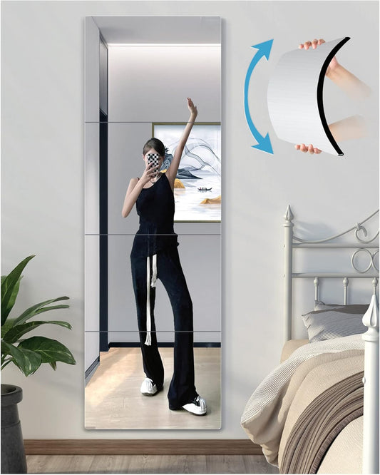 Shatterproof Wall Mirror Full Length for Bedroom, Acrylic Gym Mirrors For Home, Extra Thick: 0.12 inch, 12 x 12 inch x 4 Pcs, Workout Mirrors Safe for Kids, Over The Door, Long Wall Mounted