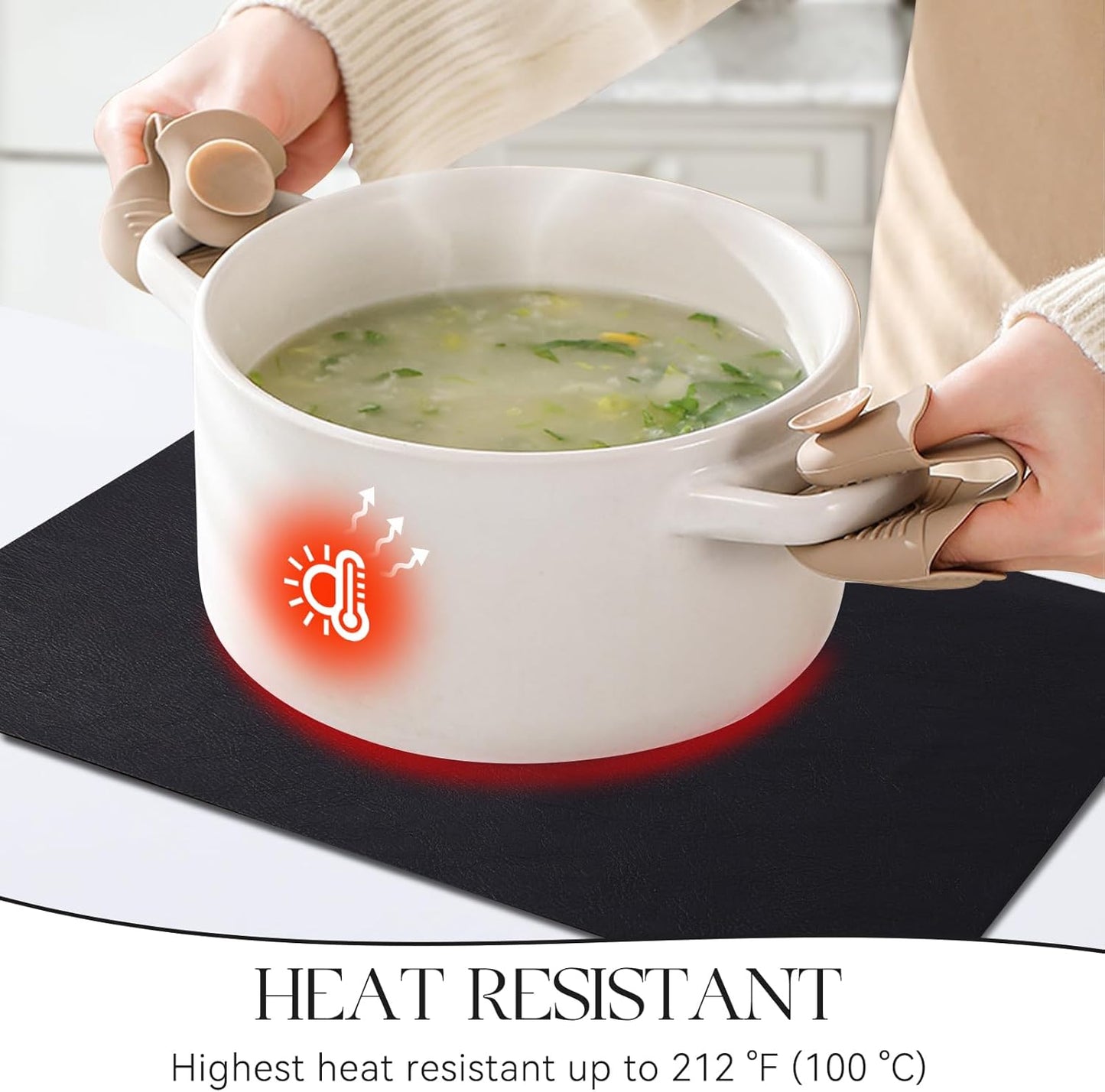 MOSAYT Vinyl Placemats Set of 6-12 X 17 Inch - Faux Leather 100% Waterproof Oil-Proof Wipeable PU Place Mats, Heat Resistant Reversible Table Mats for Kitchen, Dining, Outdoor (Black)