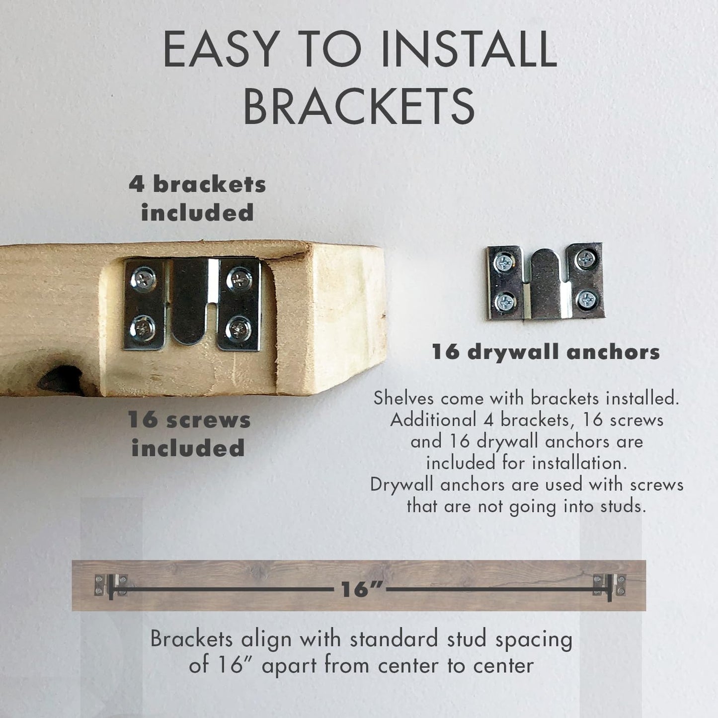 Urban Legacy Reclaimed Barnwood Planks | Floating Shelves for Wall w/Flush Mount Shelf Bracket Set Included | Set of 2 (White Wash, 24"x 4.5"x 2")