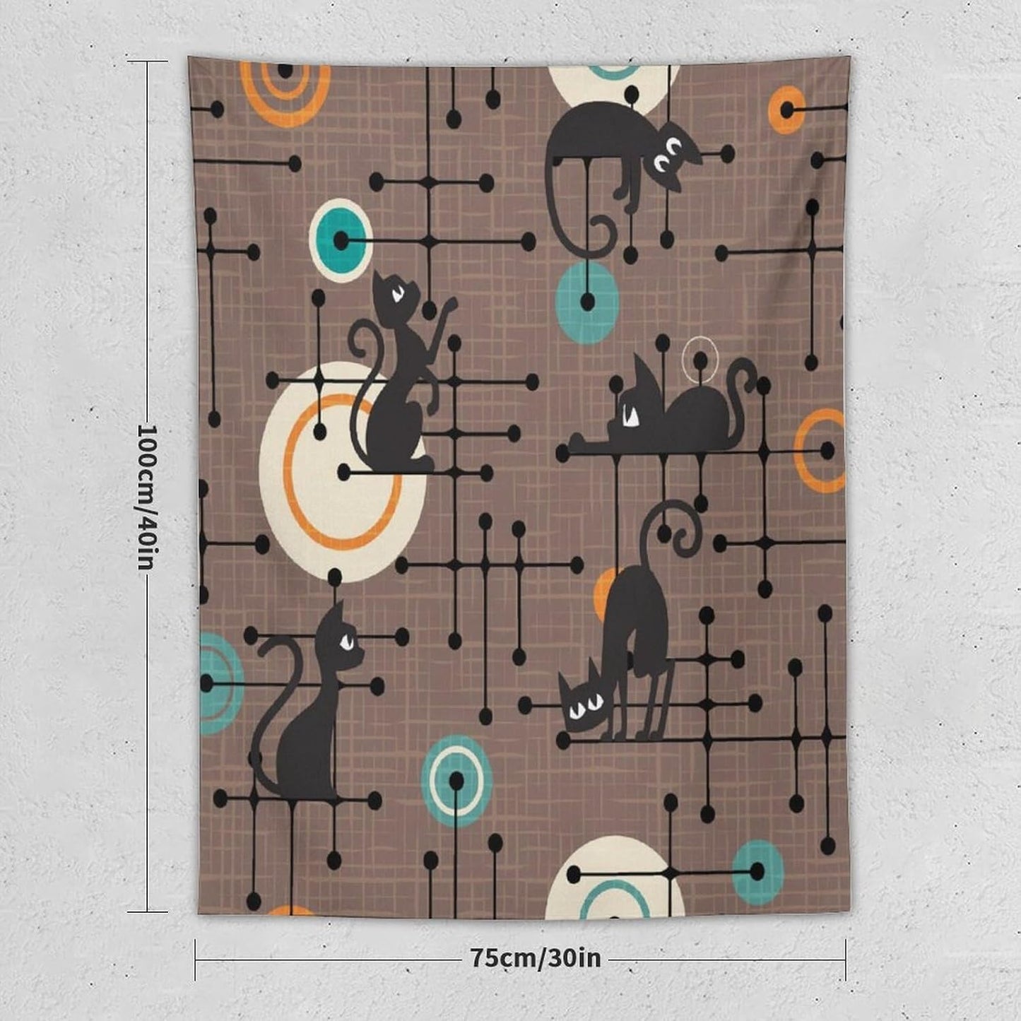 ICMOLYYENLO Boho Medieval Cat Tapestry, Abstract Atomic Starburst Geometric Aesthetic Art Wall Hanging For Bedroom Living Room Dormitory 30x40 Inches