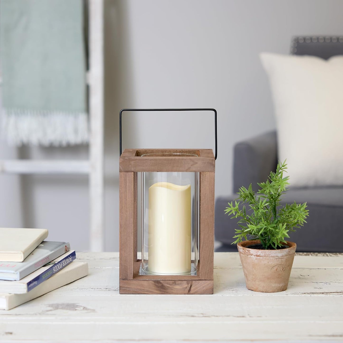 Zingz & Thingz Wooden Candle Lanterns, Decorative Light Home Decor, 9" Tall, Rustic Garden