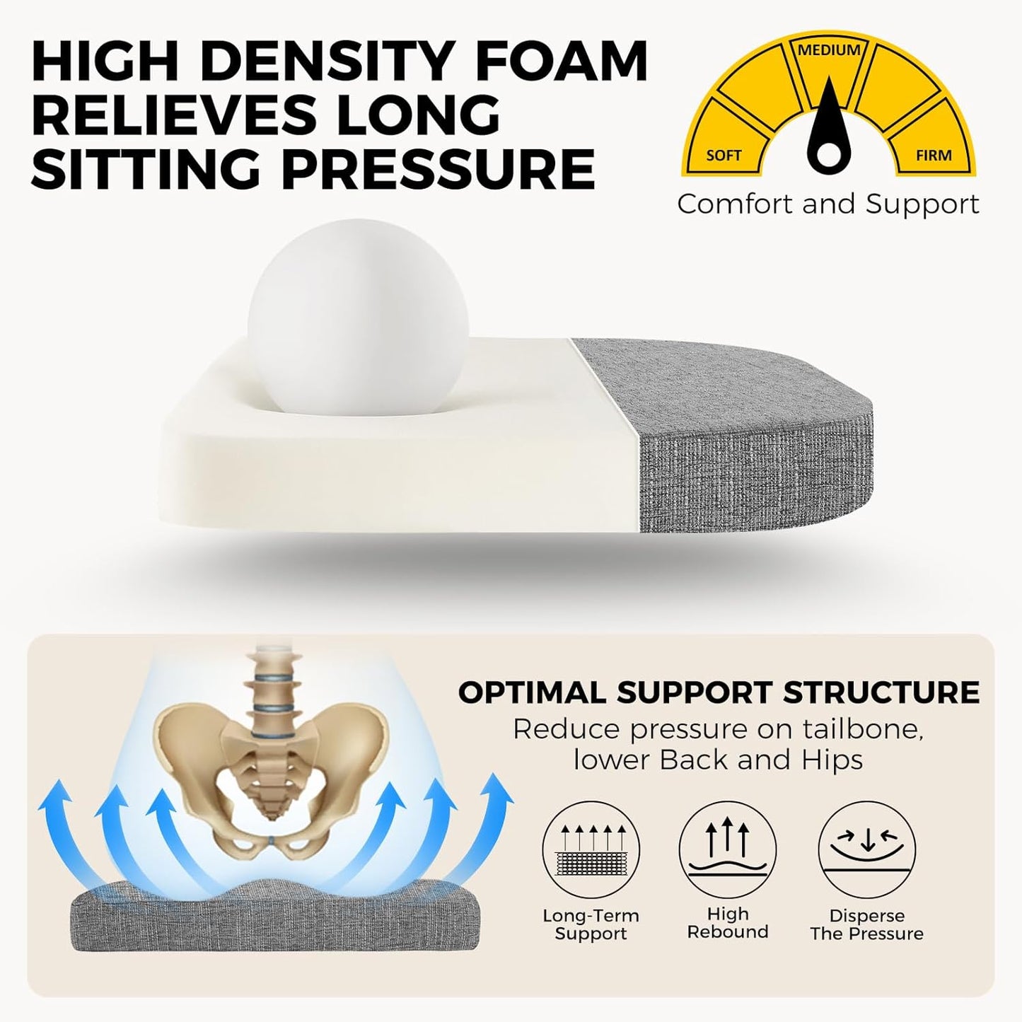 downluxe Indoor Chair Cushions for Dining Chairs, Soft and Comfortable Textured Foam Kitchen Chair Pads with Ties and Non-Slip Backing, 16" x 16" x 2", Dark Grey, 4 Pack