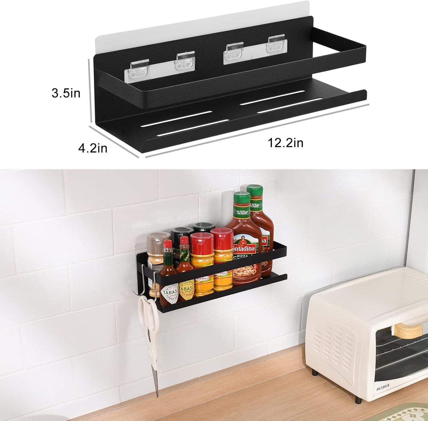Spice Rack for Rrefrigerator Self Adhesive Spice Shelf Kitchen Home Organization and Storage