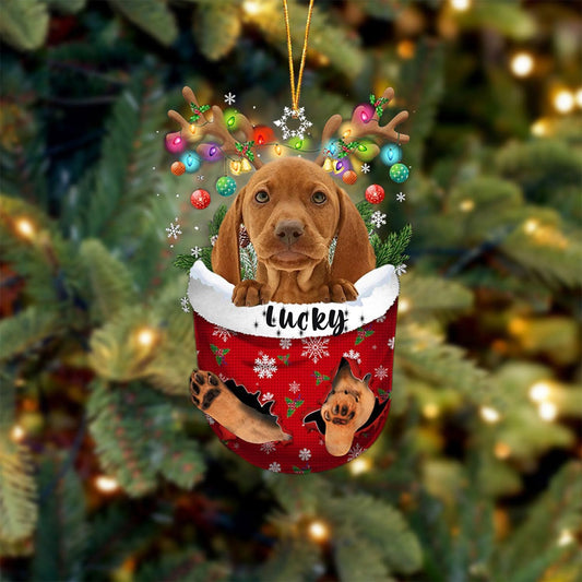 Vizsla Dog Christmas Ornament, Vizsla in Snow Pocket Christmas Tree Ornament, Dog Lovers Gift Idea Xmas Decor, Christmas Decorations for Tree, Christmas Ornament Gift for Dog Lovers
