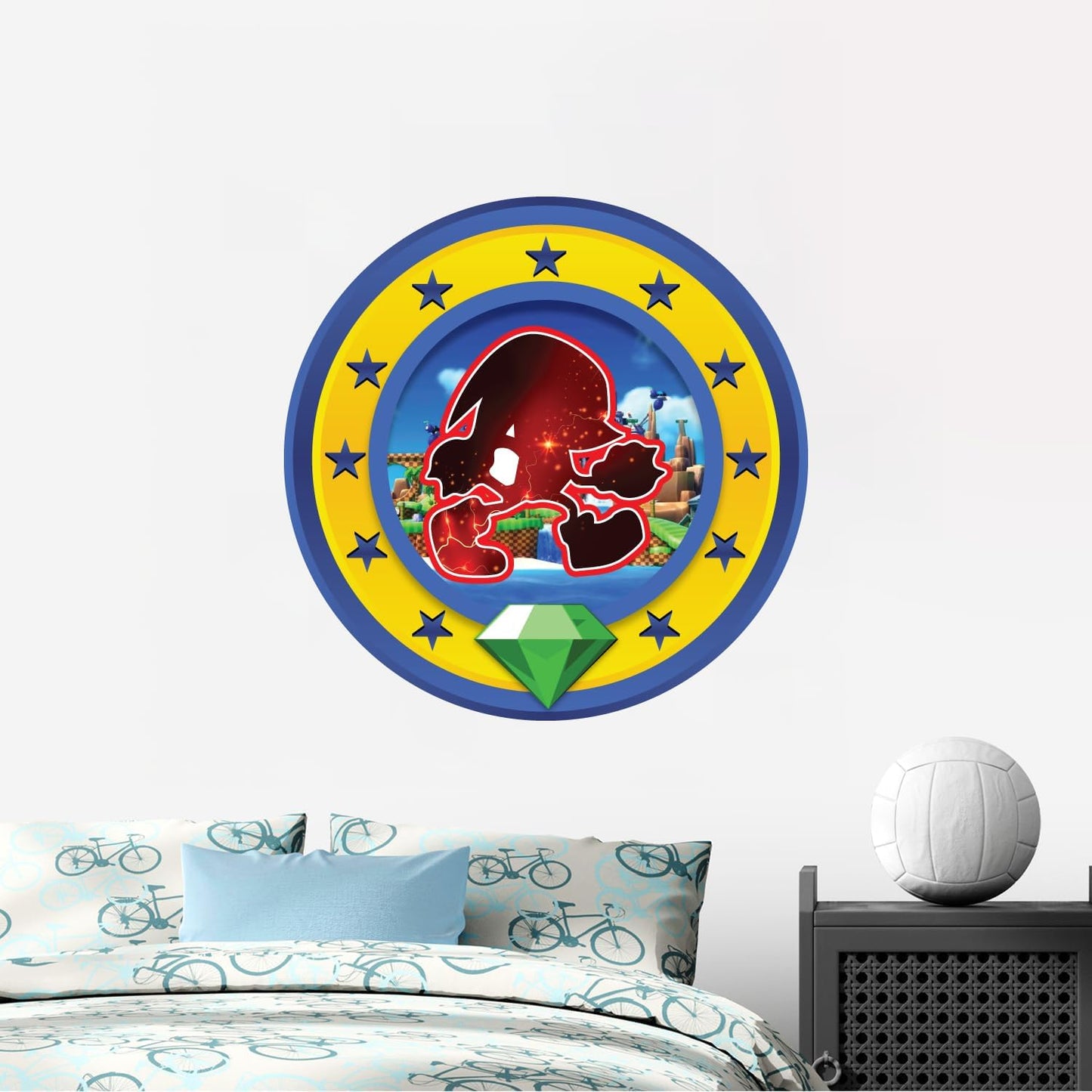 Speed Hero Wall Decal – Removable Vinyl Wall Art with Chaos Emerald Design – Gaming Room, Bedroom & Playroom Decor (Power Hero)