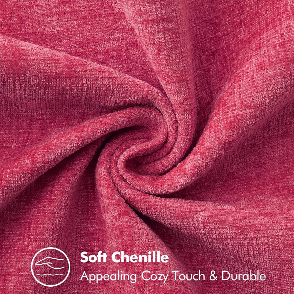 MIULEE Pack of 2 Couch Throw Pillow Covers 18x18 Inch Hot Pink Farmhouse Decorative Pillow Covers with Stitched Edge Soft Chenille Solid Dyed Spring Pillow Covers for Sofa Bed Living Room