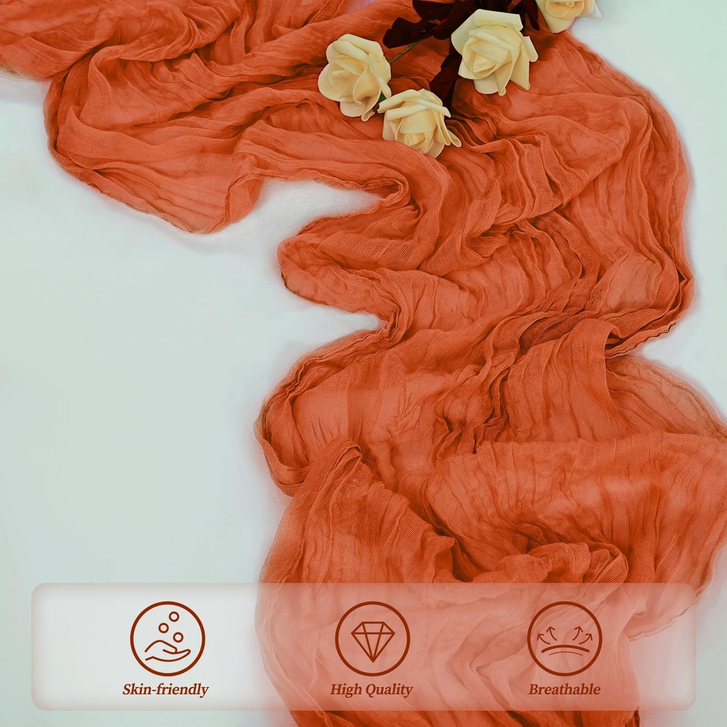 Orange Cheesecloth Table Runner 20 Pack 10FT Boho Fabric Rustic Cheese Cloth Table Runner for Wedding 20 x 120 Inch Long Bridal Shower Baby Shower Gauze Sheer Birthday Party Table Decorations