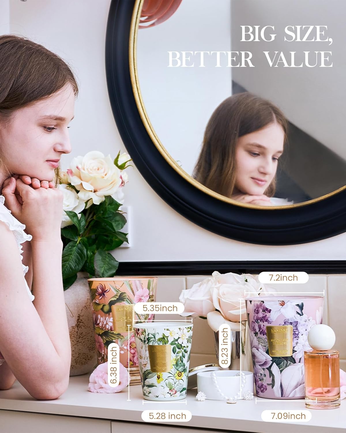 M&SENSE Apple Cinnamon Scented Candle 35oz 150H Burn Time Long Lasting, 3-Wick Natural Aromatherapy Candle Highly Scented, Home Fragrance Housewarming Gifts