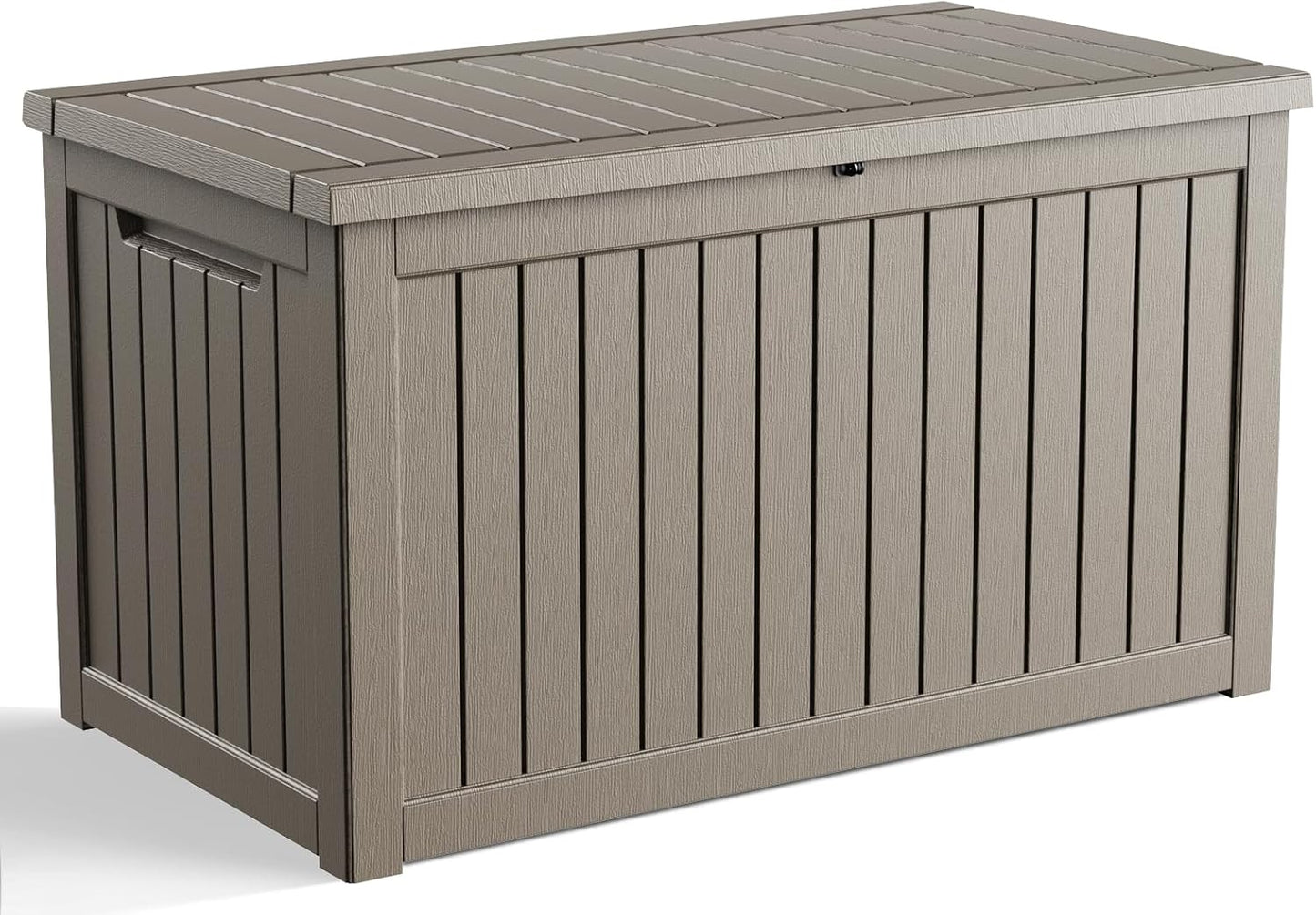 230 Gallon Outdoor Deck Box,Storage Lockable Waterproof Patio Furniture,Garden Tools,Cushions,Pool Accessories Outside Storage Resin Box(Grey)
