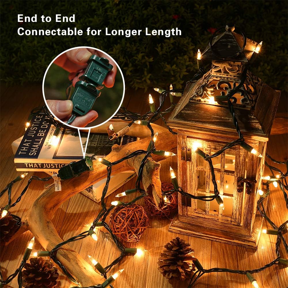BrizLabs 600 Count Christmas Lights, 139.2ft Soft White Incandescent String Lights, Clear Christmas Light String Connectable, 120V UL Certified Mini Light Set for Indoor OutdoorTree Party Home Decor