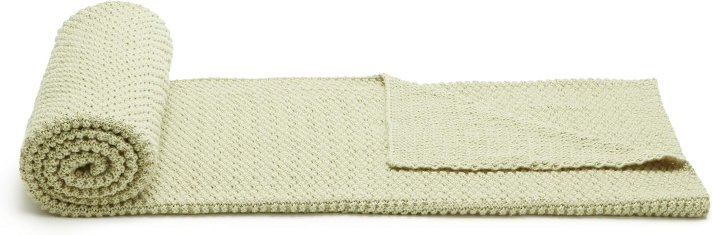 Amazon Basics Chunky Cable Knit Throw Blanket for Couch, Sofa, Bed, Lightweight Soft Cozy, Sage Green, 50"x 60"