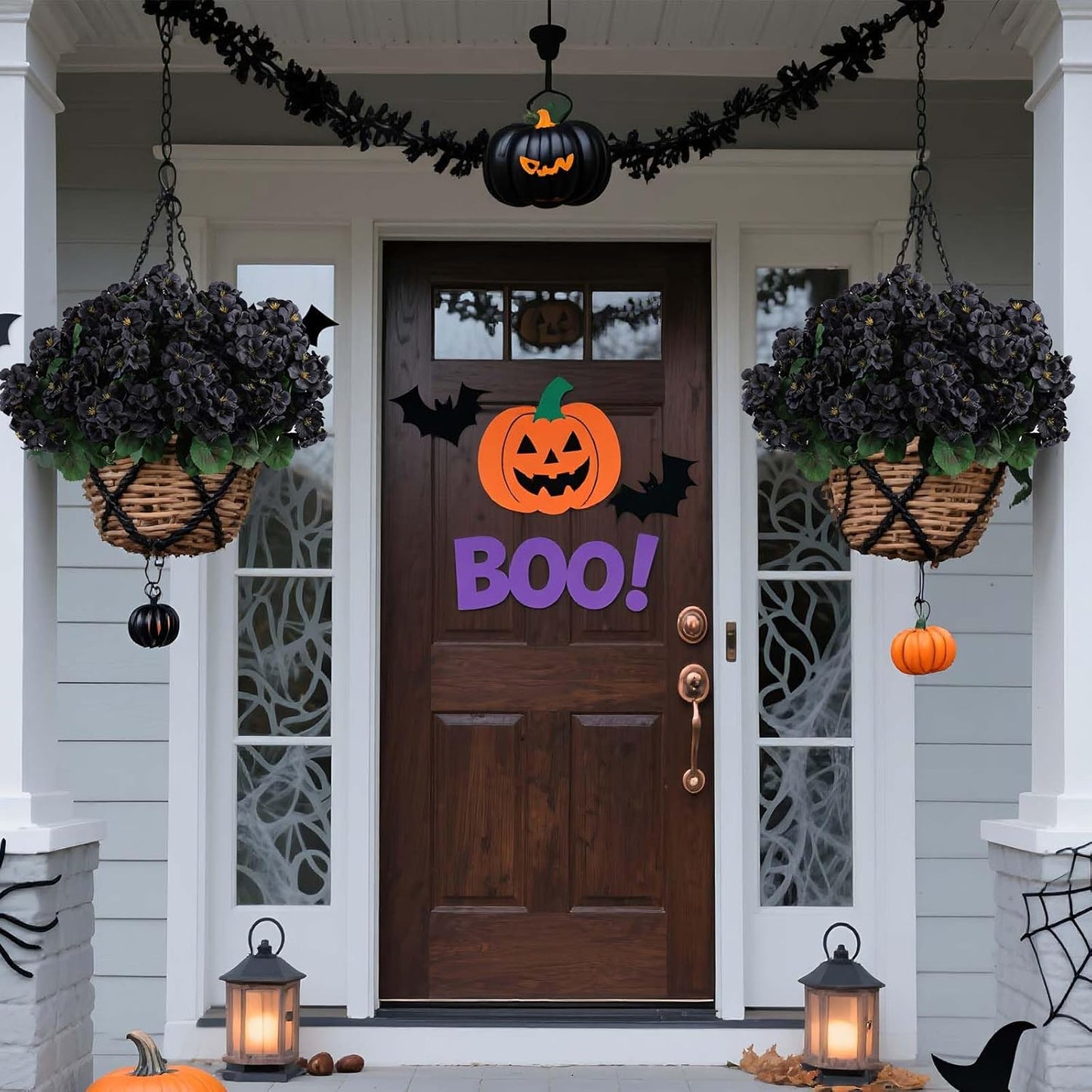 Hananona 12 Bundles Artificial Geranium Flowers for Outdoors Black Silk Geranium Flowers Outdoor UV Resistant Plants Faux Black Flower for Home Kitchen Halloween Table Centerpieces Decor (12, Black)