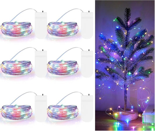 TingMiao Multicolor Fairy String Lights Battery Operated Fairy Lights Firefly Lights LED Starry String Lights 7.2ft 20 LEDs Silvery Copper Wire for Christmas DIY Decoration Wedding Party (6 Pack)