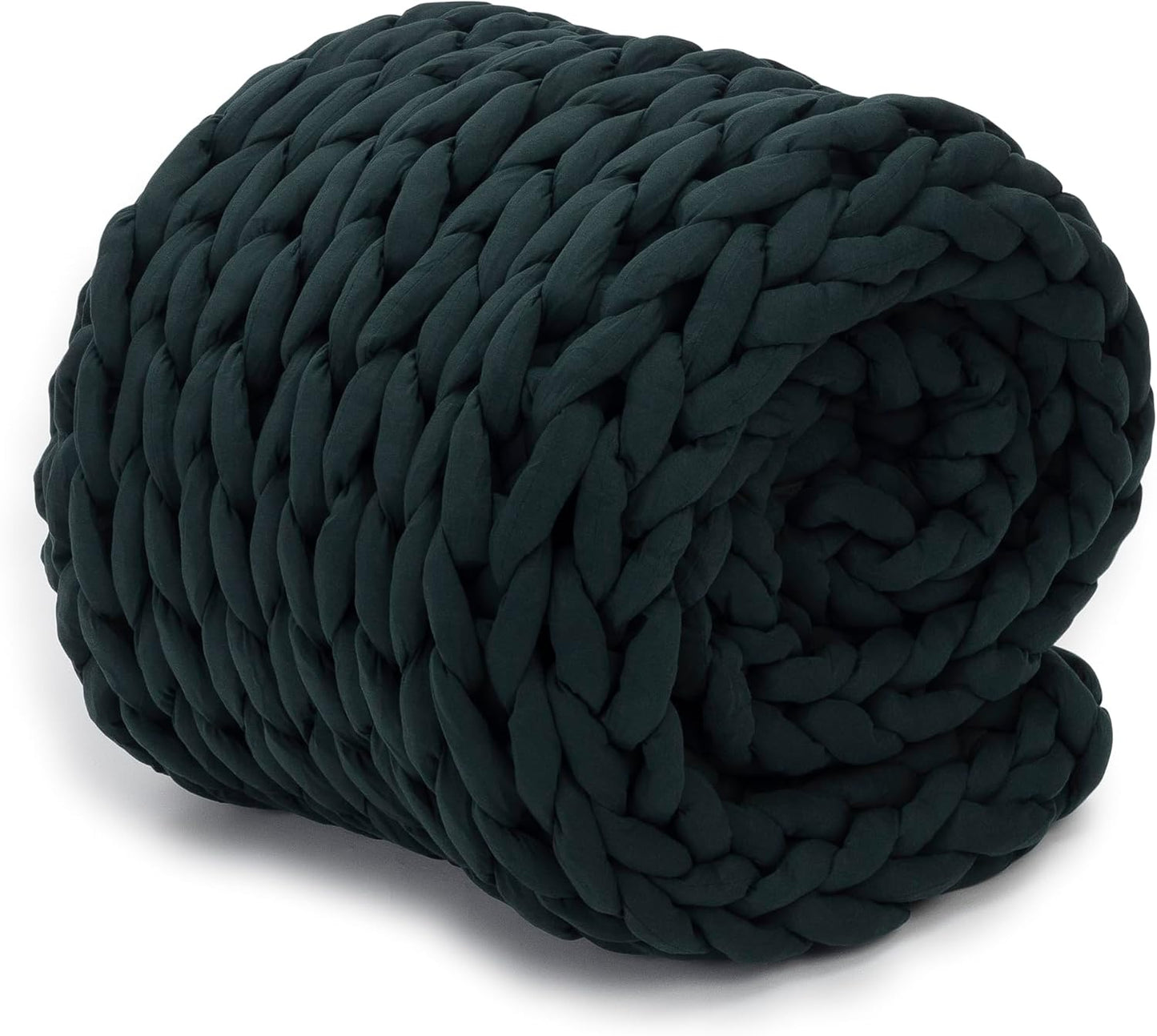 Nuzzie Chunky Knit Weighted Blanket - Breathable, Cooling, Hand Made Knit Throw Blanket for Sleep - Machine Washable, Stylish Decor Design (Forest Green, Queen | 22lbs | 60"x80")