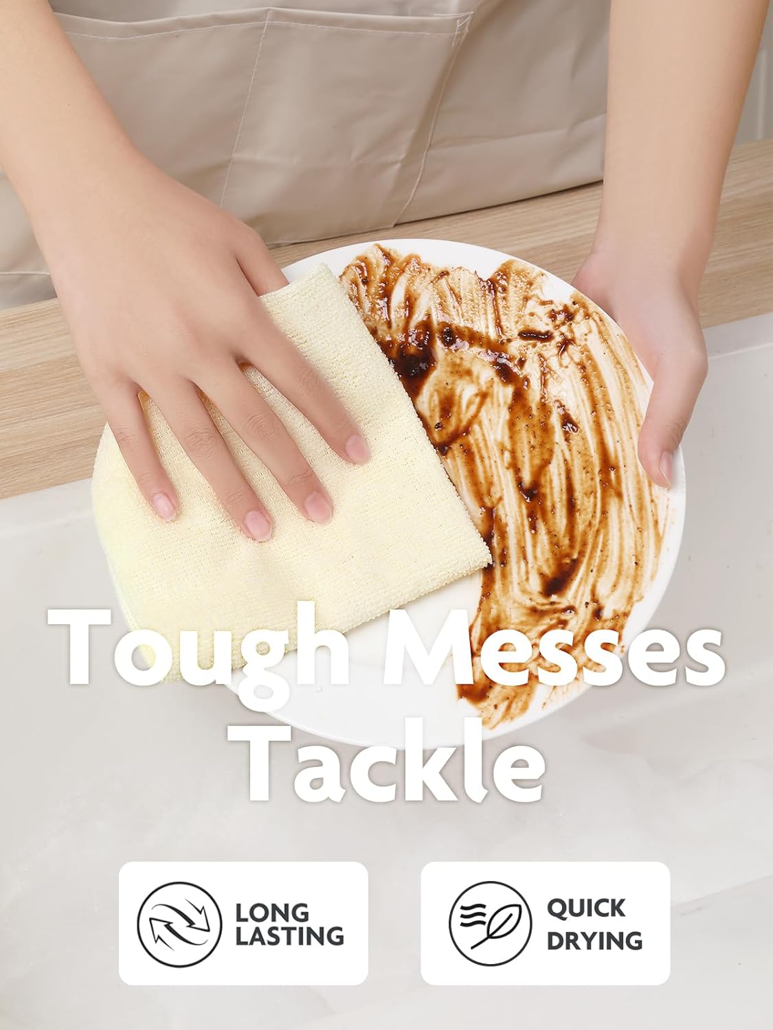 Fantasticlean Microfiber Cleaning Cloth Roll -40 Pack, Tear Away Microfiber Towels, 12" x 12", Reusable, Washable, Scratch Free, Ultra Absorbent Dish Rags for Car, Home, Garage or Shop (Beige)