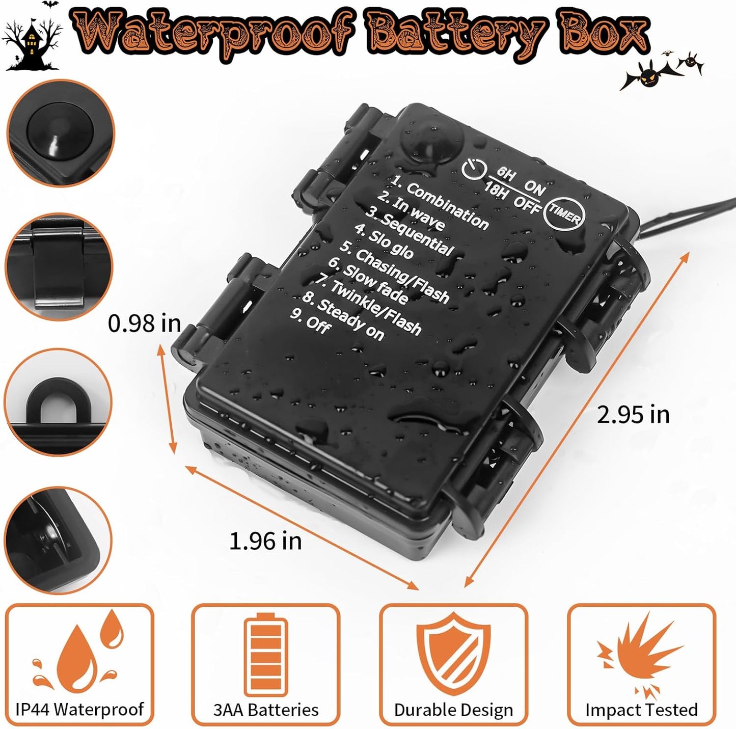 Halloween Horror Atmosphere Lights, Orange&Purple LED String Lights with 9.9FT Creepy Black Gauze, Battery Powered with Timer & 8 Flashing Modes (Purple)