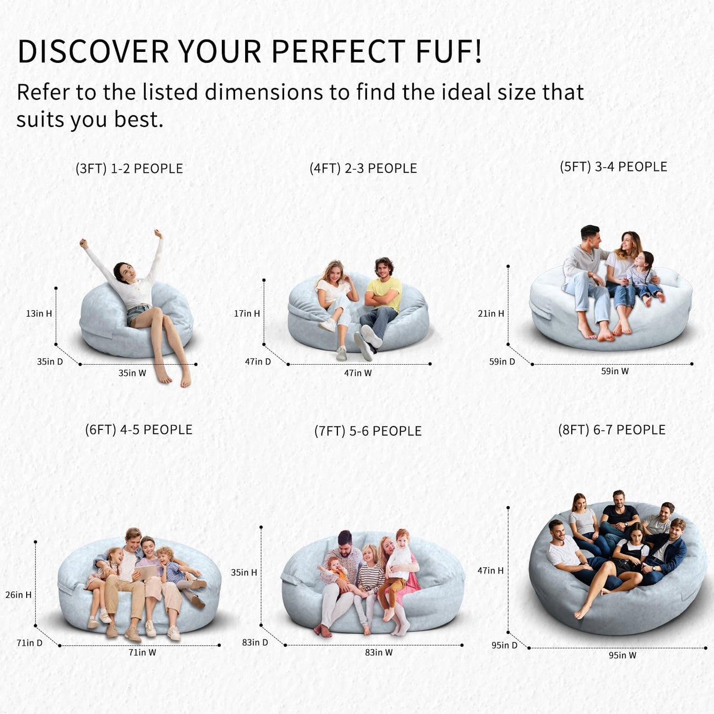 Bean Bag Chair for Adults 4FT,Soft Removable Cover for Teens/Girls Bedroom,Fluffy Giant Round Floor Beanbag Lounger Chairs (No Filler,Light Gray)