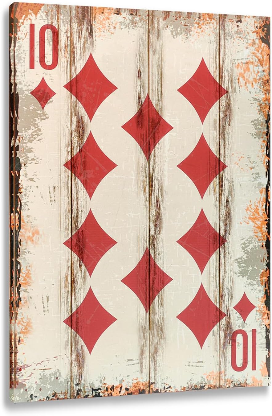 Poker Canvas Wall Art Print Ten of Dianmonds Game Room Wall Art Print Wall Decor Prints Poster With Framed