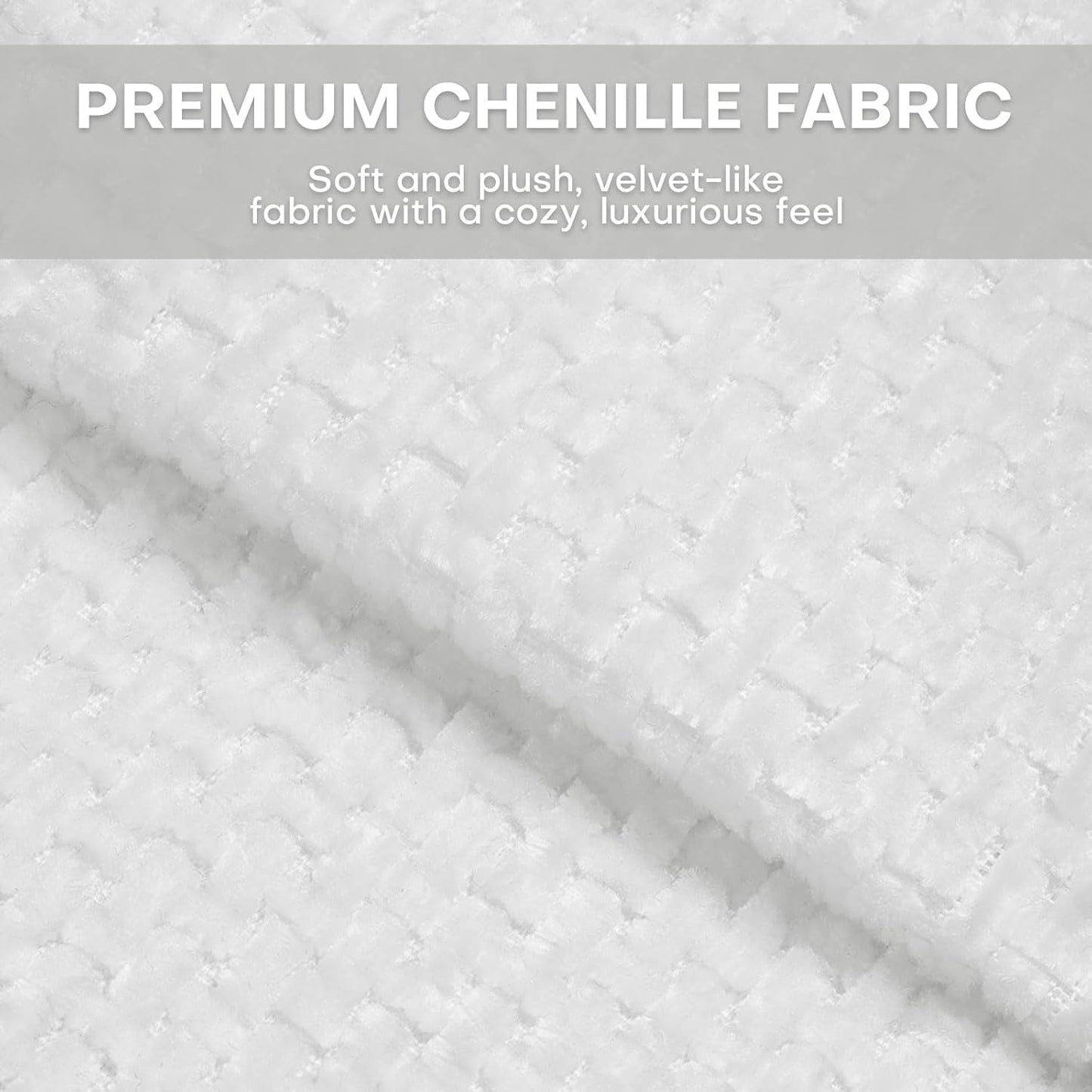 Chenille Fabric Accent Chairs Set of 2, Upholstered Armchair with Solid Wood Legs, Modern Living Room Accent Chair, Comfy Single Sofa Reading Club Chair for Bedroom Reception Lounge, White