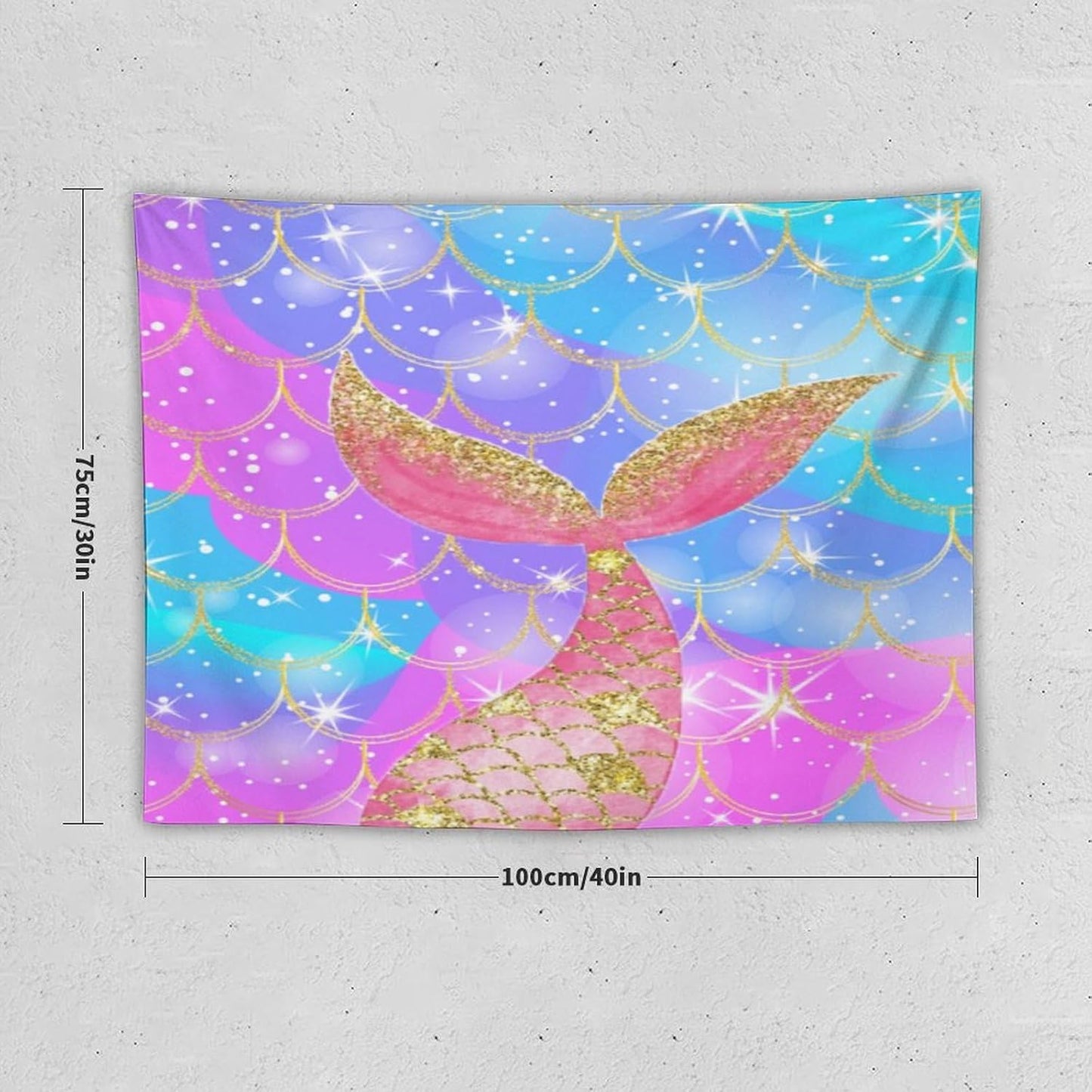 HZOHNAGO Mermaid Scales Tapestry Colorful Shiny Scales Mermaid Tail Pattern Printed Wall Tapestry Wall Hanging for Bedroom Living Room Dorm 40" W x 30" H