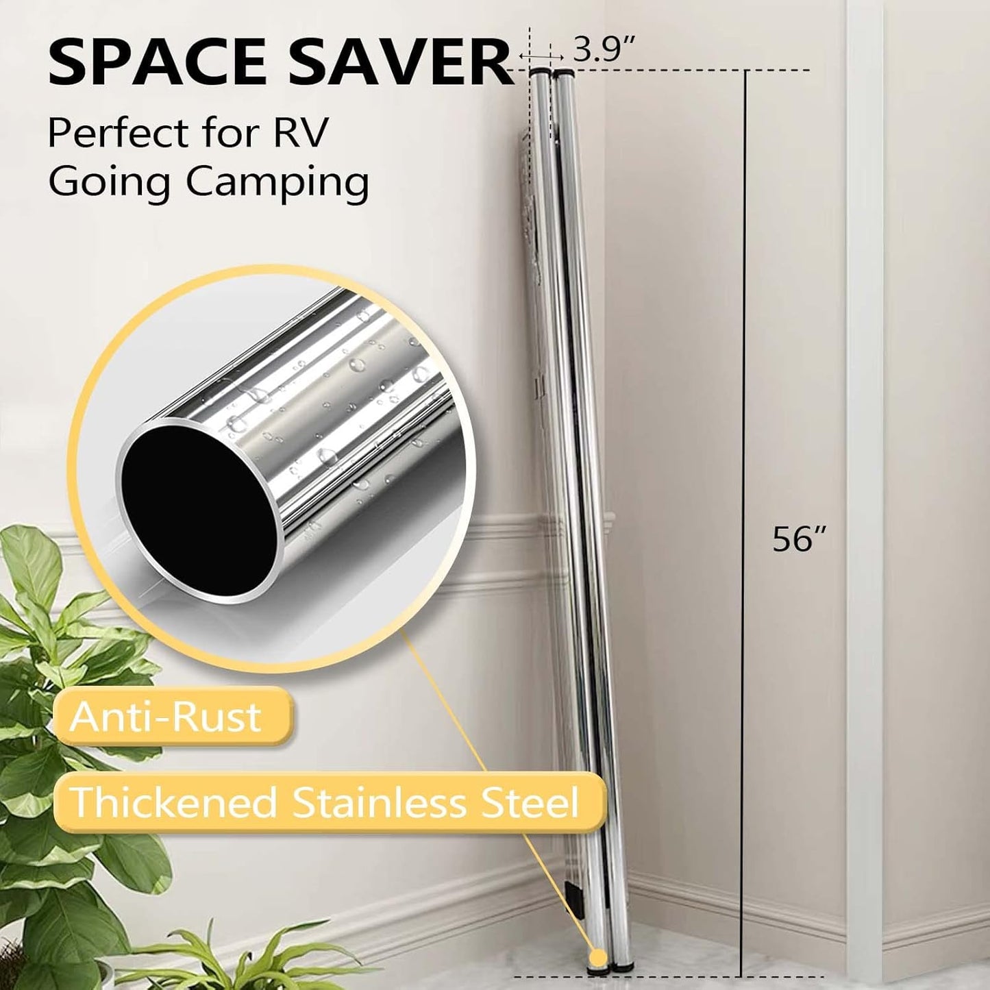 URYAN 79 Inches Stainless Steel Clothes Drying Rack, Heavy Duty Laundry Drying Rack Folding Indoor Outdoor, Portable Drying Rack Clothing, Free-Standing Laundry Stand with 20 Windproof Hooks