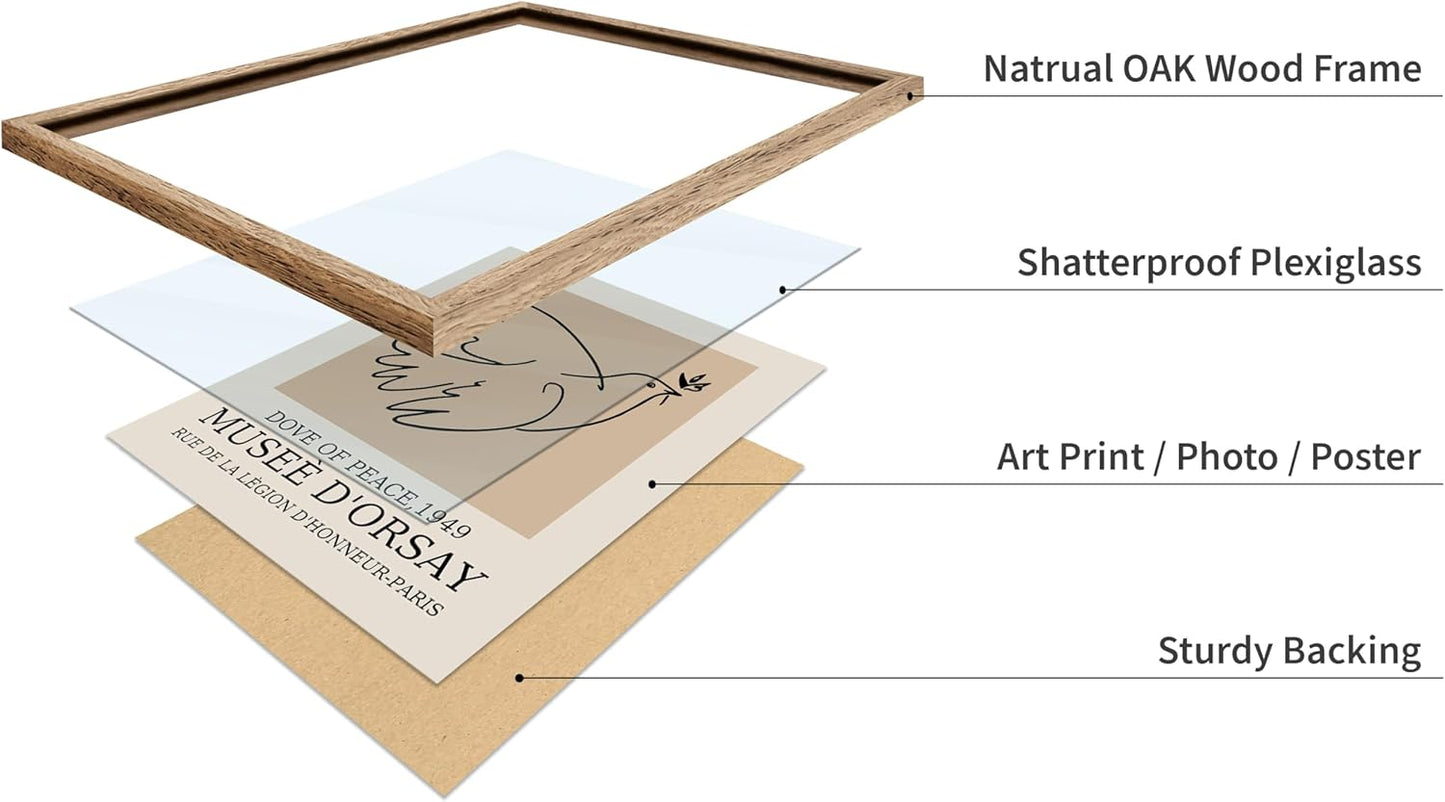 Poster Master Vintage Poster - Retro Minimalist Print - Gift for Artist, Friend - Dove Of Peace, Line Drawing, Sketch, Abstract - Wall Decor for Living Room, Bedroom, 16x20 Beige Framed