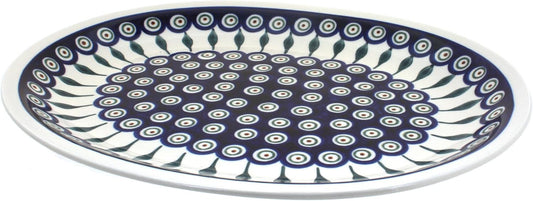 Blue Rose Polish Pottery Peacock Large Serving Platter
