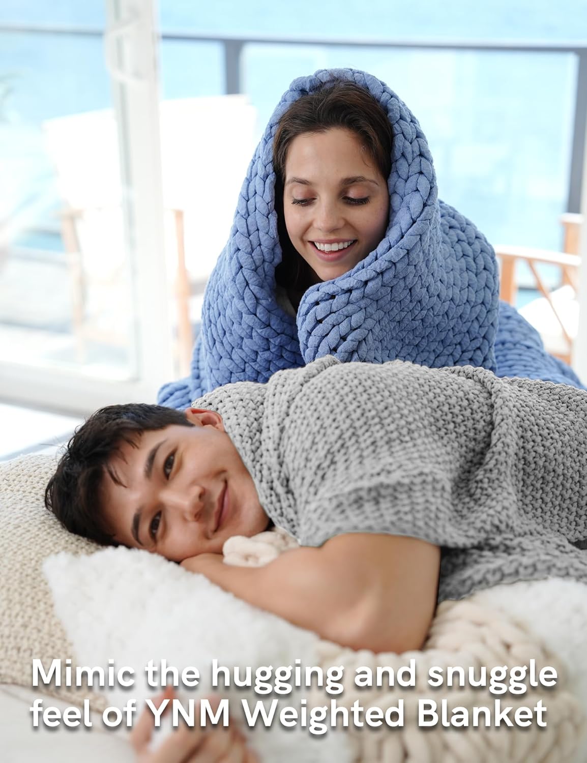 YnM Chunky Cotton Knit Throw Blanket, Cable Knit Throws for Bed Couch Sofa, Comfy & Relaxing, Decorative Piece for Farmhouse Modern Boho Rustic Scandinavian Chic Vibe, Quarry Grey 50x60 Inches