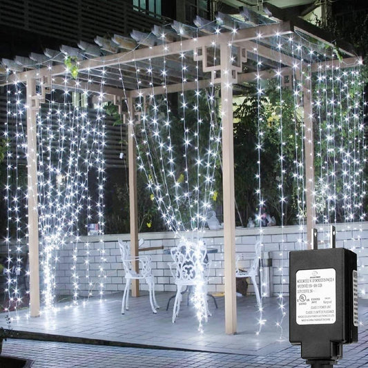 Solhice LED Curtain Lights Outdoor 30ft x10ft Cool White, 720 LED Plug in Hanging Christmas String Lights Indoor, Twinkle Light Backdrop for Outside Backyard Wedding Bedroom Decor (Not Connectable)