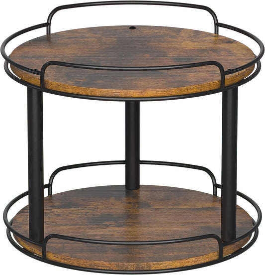 LAMU 12.2'' Wood Lazy Susan Turntable Organizer for Cabinet, 2 Tier Lazy Susan Spice Rack Organizer for Kitchen, Table Top, Countertop, Pantry, Bathroom