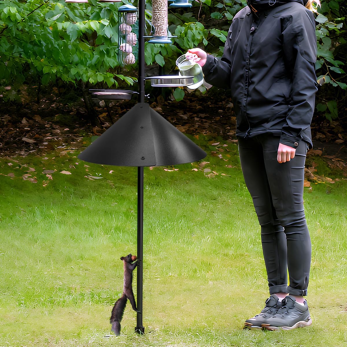 2 Pack Squirrel Baffle for Bird Feeder Pole，Keeps Squirrels Away from Bird Feeder Rods, (19 inch)