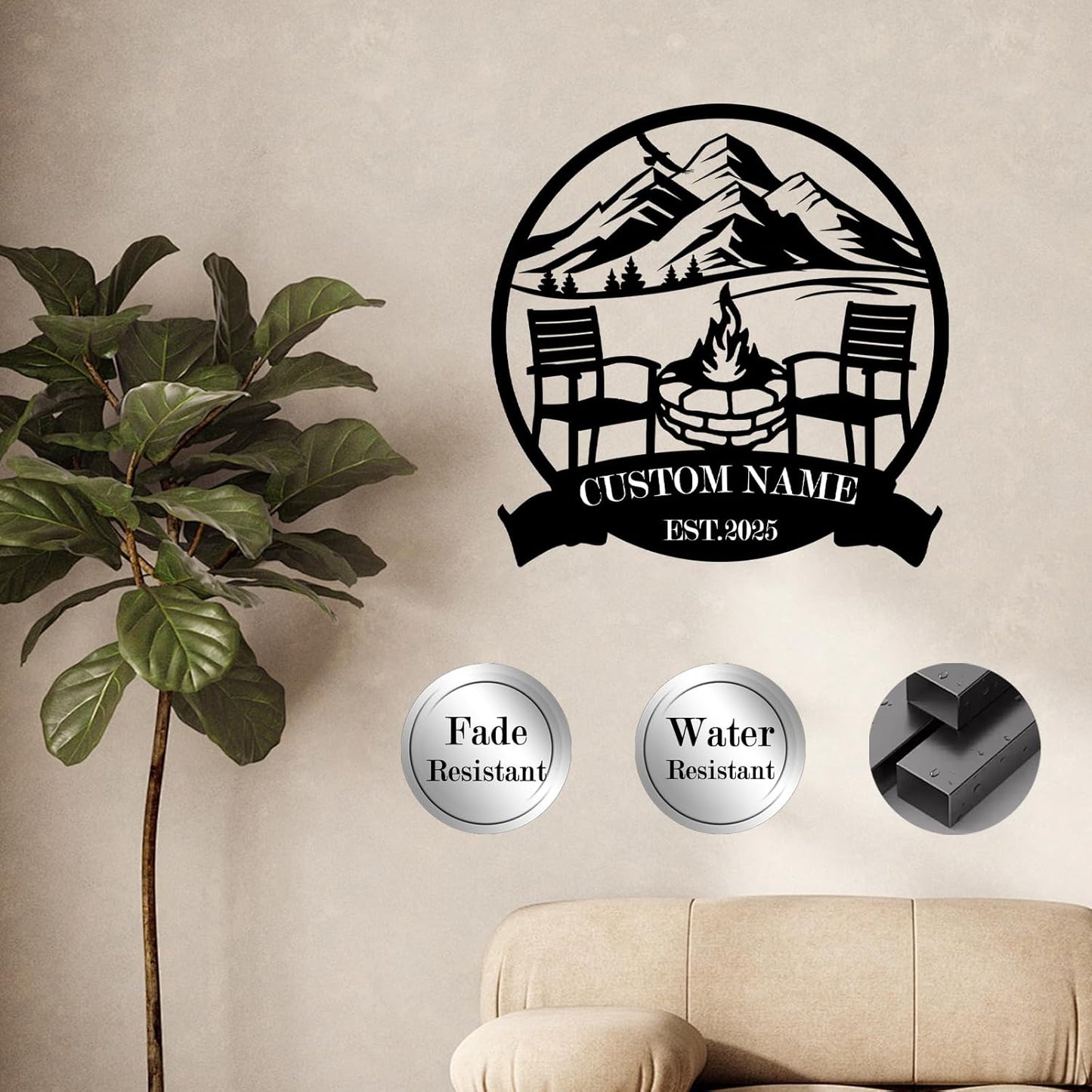 Custom Metal Camping Signs Outdoor - Personalized Size Rustic Wall Art, Lake House Decor, Farmhouse Gift for RV, Cabin & Garden - MADE IN USA