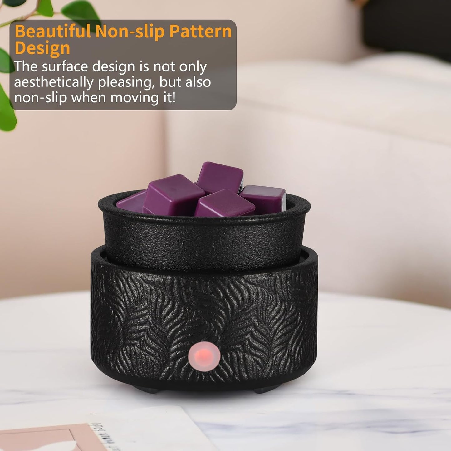 Electric Wax Melt Warmer 4-in-1 Candle Warmer for Scented Wax Melter Cute Ceramic Fragrance Wax Burner for Home Office Bedroom Deco Gift for Women Black