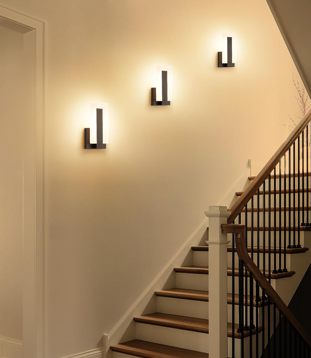 Joosenhouse Modern LED Wall Sconces Up and Down Wall Mount Light Black 3000K Warm White Wall Lights Set of 2, Indoor Wall Lighting for Hallways, Bedrooms, Hallways, Living Room Indoor Wall Lights