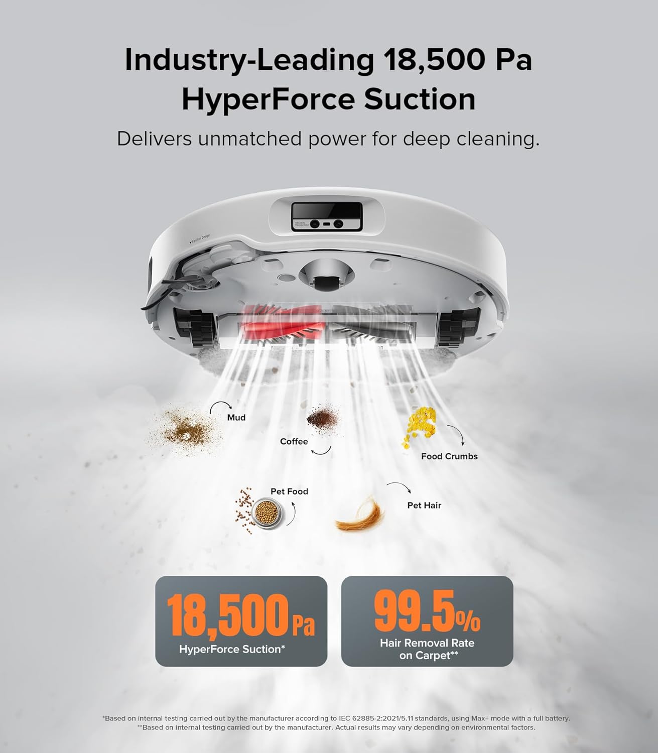 roborock Qrevo Edge Robot Vacuum and Mop, 18,500Pa Suction, Zero-Tangling, AdaptiLift Chassis, Al Obstacle Recognition, Hot Water Mop Washing & Dock Self Cleaning, Corner to Edge Deep Cleaning