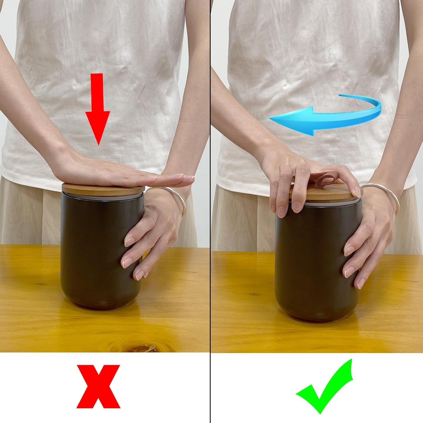 Black Ceramic Canister Set with Wooden Lid, 3-Piece Food Storage Jars for Kitchen Counter, Storage Container for Coffee, Tea, Spice, Sugar, Grains, Salt