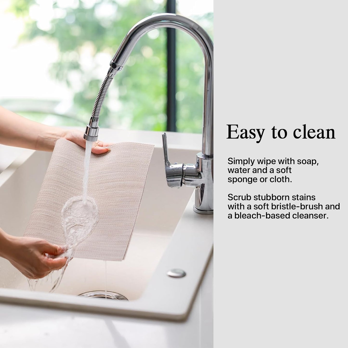 Placemats Set of 4 - Easy Clean Woven Vinyl Placemats for Dining Table, Indoor/Outdoor Place Mats, Washable PVC Table Mats（Beige）