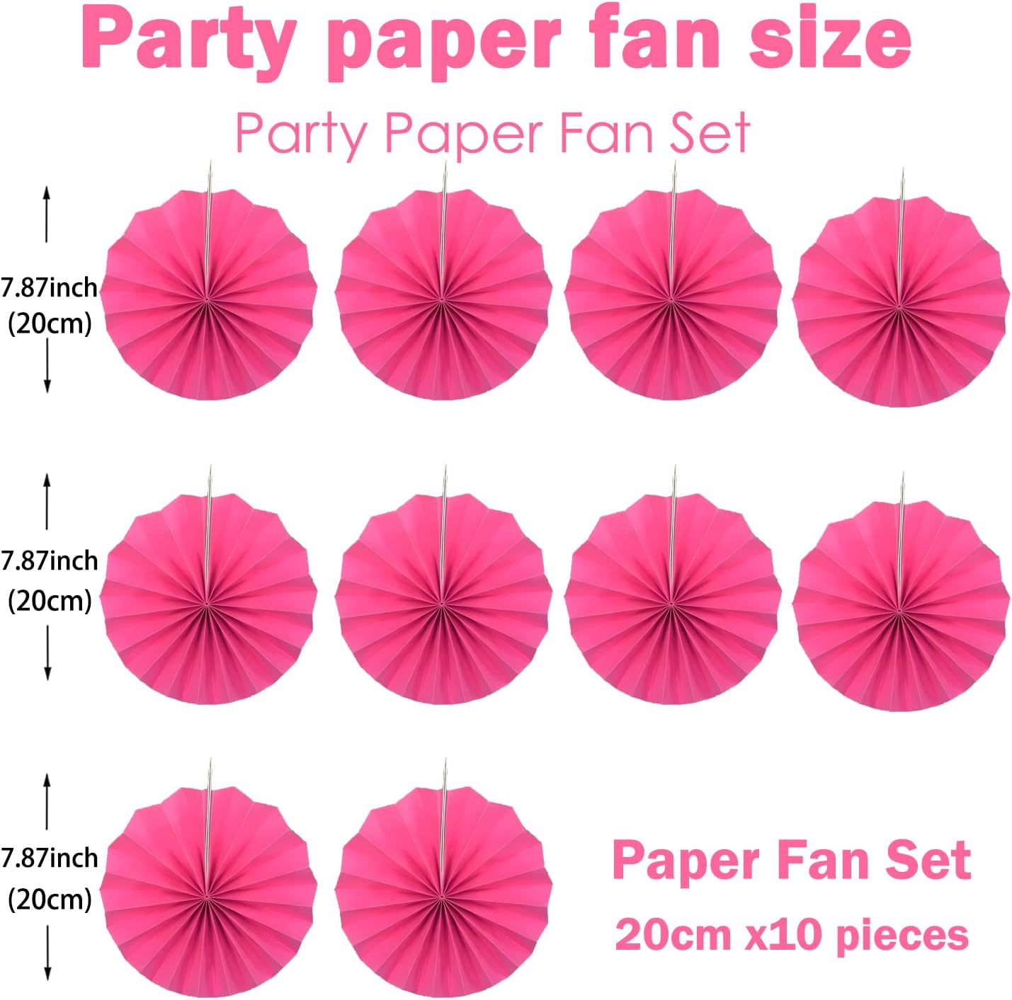 Red Graduation Party Decor,Girls Party Decorations ,Party Supplies Party Fans 8in, Anniversary Decorations for Party,Wedding Graduation Events Accessories 30 Color DIY Set （Rose Red）