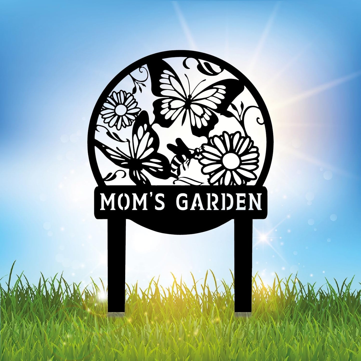 Personalized Butterfly Garden Metal Sign with Stake, Custom Address Plaque Yard Name Sign, Farmhouse Decorations