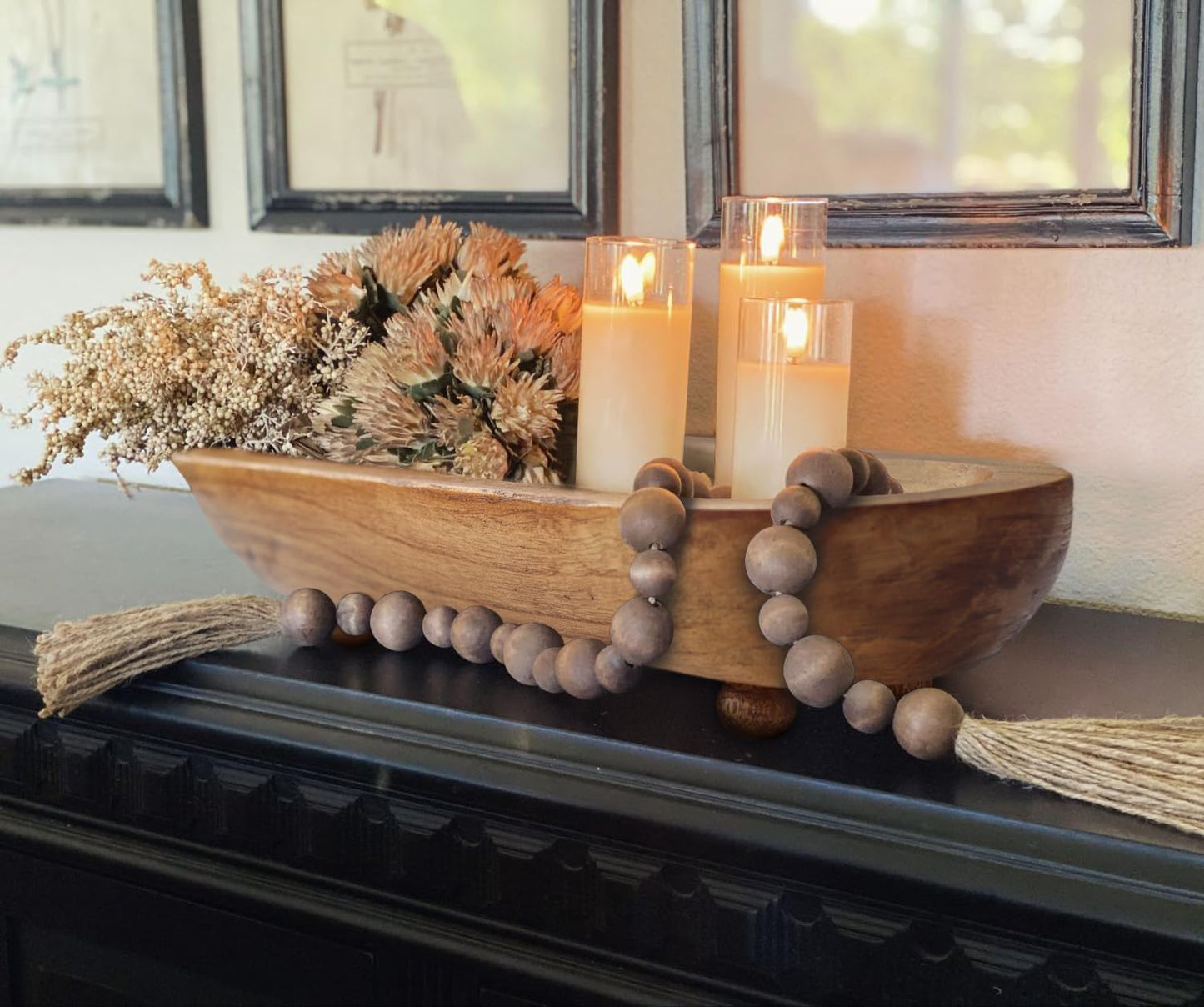 Rustic Handcrafted Wooden Dough Bowl for Decor - Wooden Bowls Decorative, Organic Modern Style, Decor Bowl, Centerpiece Bowl Four Legged Base Artisan Crafted Dough Bowl for Stylish Home Kitchen Decor