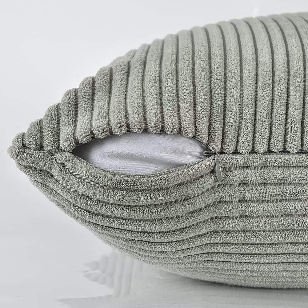 Fancy Homi 2 Packs Grey Euro Decorative Throw Pillow Covers 26x26 Inch for Couch Bed, Rustic Farmhouse Boho Home Decor, Soft Corss Corduroy Patchwork Textured Square Gray Cushion Case 66x66 cm
