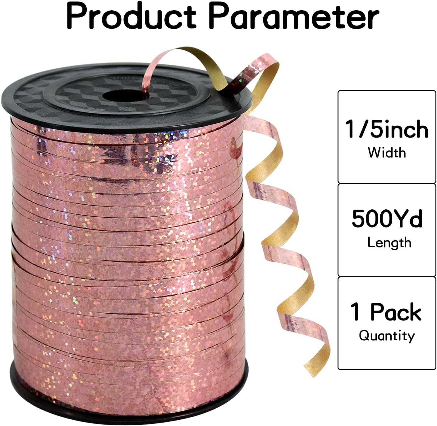 BEISHIDA 500 Yards Curling Ribbon Balloon String Ribbon - Rose Gold Crimped Shiny Metallic Roll for Gift Wrapping Craft Birthday Wedding Party Decoration