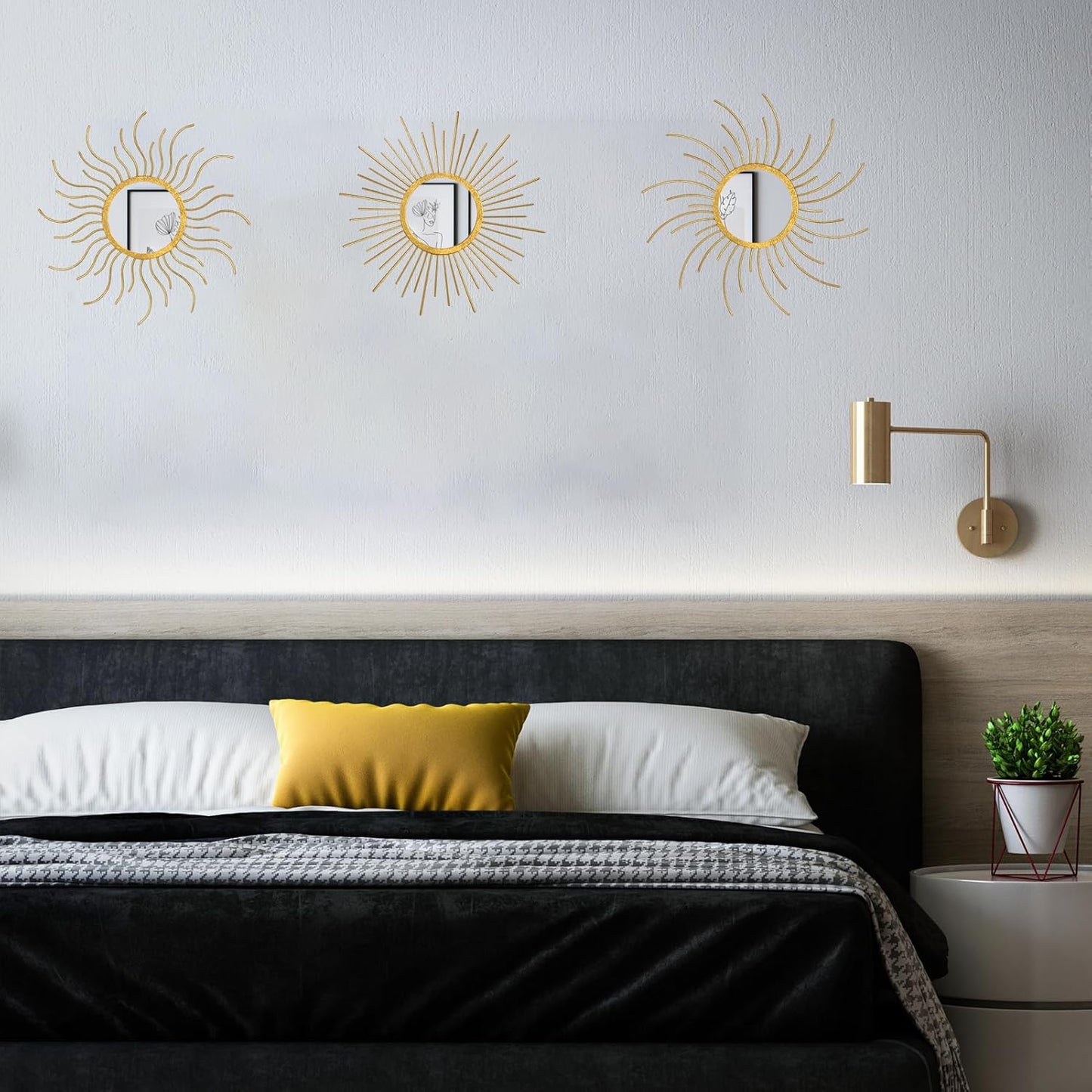 Mirror Decor Sunburst Mirrors Metal Sun Mirror Wall Decor Wall Mirror Home Decorative Wall Art for Living Room Bedroom Entryway