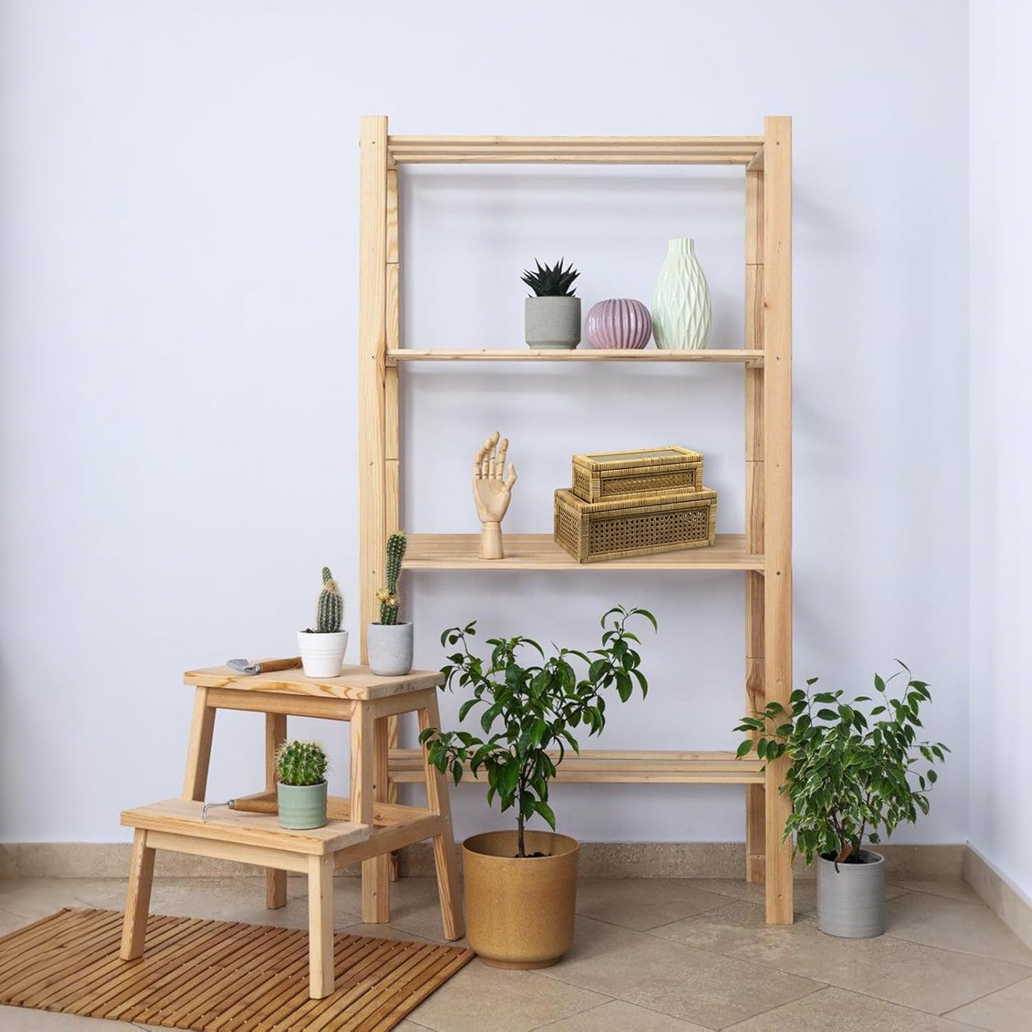 Rattan Box for Home Decor with Lid - Rectangular Coastal Bohemian Style Stackable Decorative Storage Box Set - Handmade from Natural Rattan, Cedar & Real Glass